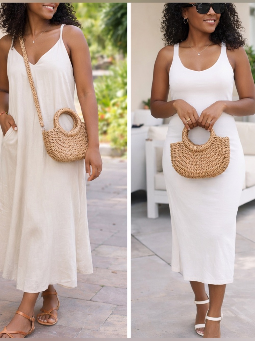 Woven Straw Crossbody & Handbag - Natural Tan